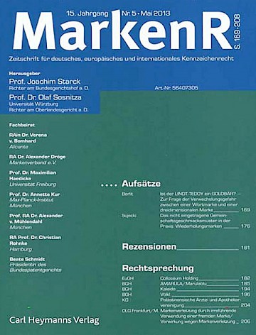 Titelblatt:MarkenR - Markenrecht
