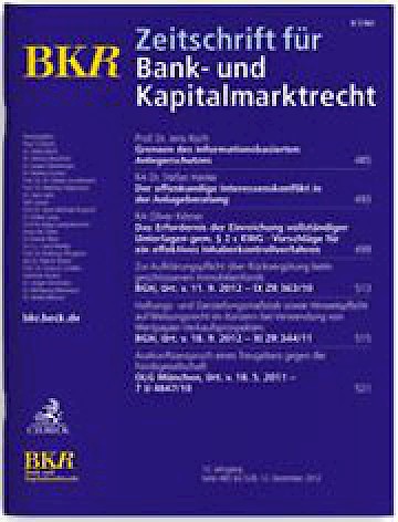 Titelblatt:Zeitschrift für Bank- und Kapitalmarktrecht - BKR