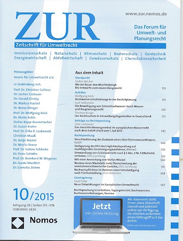 Titelblatt:Zeitschrift für Umweltrecht - ZUR