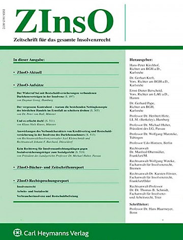 Titelblatt:Zeitschrift für das gesamte Insolvenzrecht  ZInsO