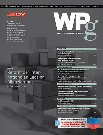 Titelblatt:Die Wirtschaftsprüfung (WPg): WPg Print + WPg Epaper + WPg Online-Zugang