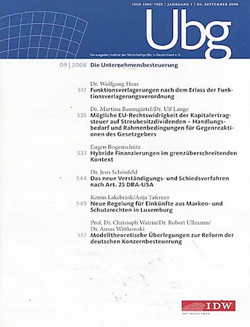 Titelblatt:Die Unternehmensbesteuerung (Ubg)
