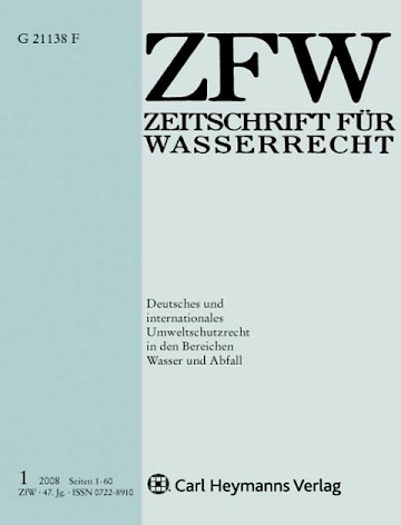 Titelblatt:Zeitschrift für Wasserrecht ZFW